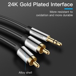 Vention AUDIO 3.5mm to 2RCA M-M Cable - BCFBL - Metal 10.0m — Buy in Cyprus with Fast Delivery