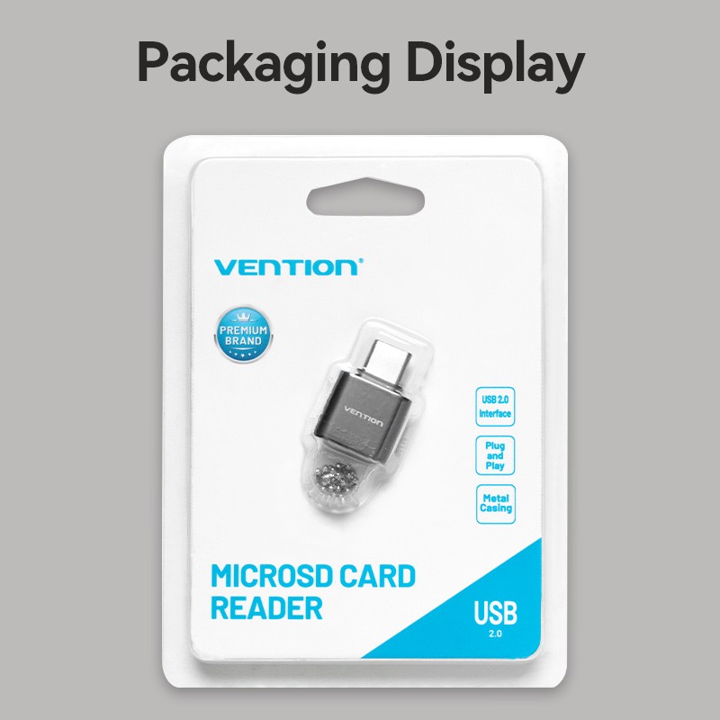 Vention Metal USB-C Card Reader for Micro SD Cards - CLMH0 - Metal USB-C Card Reader for Micro SD Cards