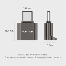 Vention Metal USB-C Card Reader for Micro SD Cards - CLMH0 - Metal USB-C Card Reader for Micro SD Cards