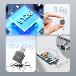 Vention Metal USB-C Card Reader for Micro SD Cards - CLMH0 - Metal USB-C Card Reader for Micro SD Cards