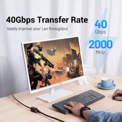 Vention Network Cable - IKHBG - CAT8 SFTP M-F Extension 1.5m Black — Buy in Cyprus with Fast Delivery