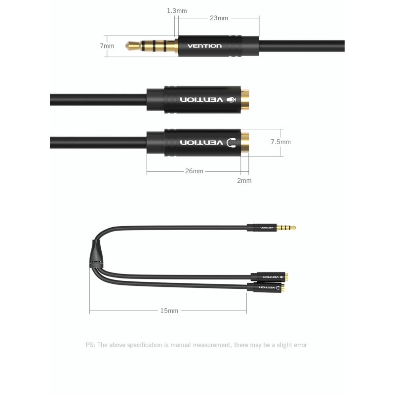 Vention AUDIO - BBVBY - 3.5mm M to 2x3.5mm F Splitter Cable 0.3m — Buy in Cyprus with Fast Delivery