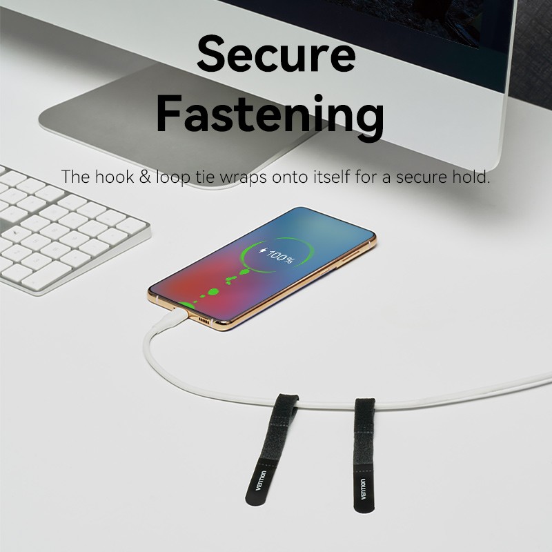 Vention Cable Organiser Hook & Loop Cable Tie - KAOB0-10 - 180mm 10 Pcs — Buy in Cyprus with Fast Delivery