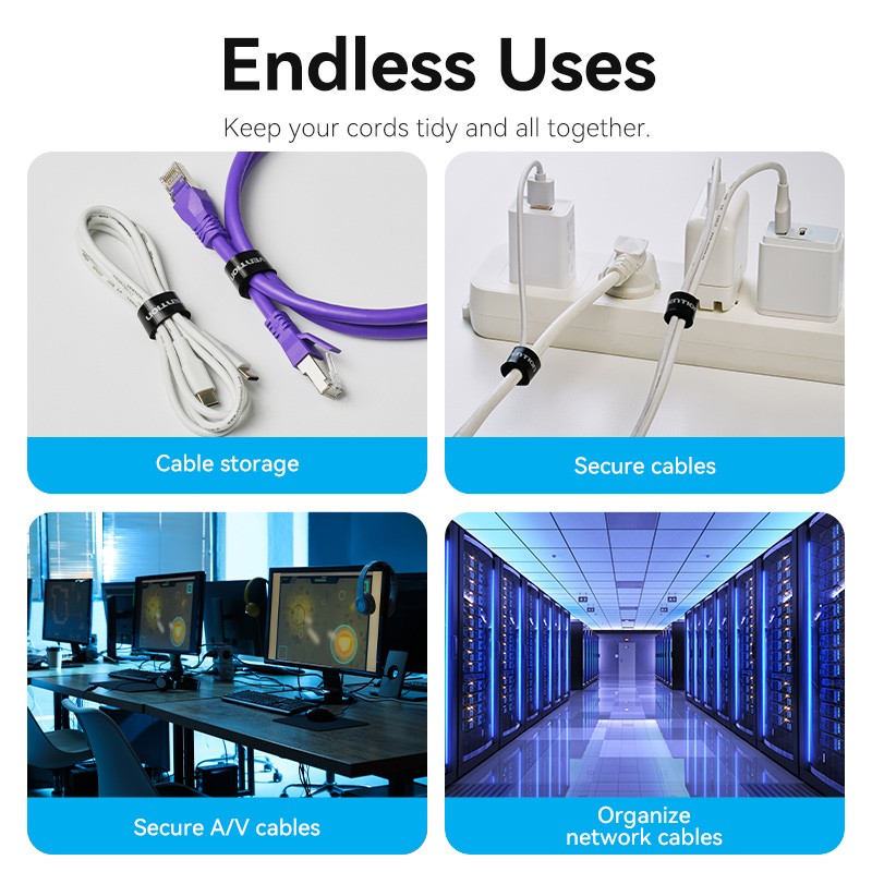 Vention Cable Organiser Hook & Loop Cable Tie - KAOB0-10 - 180mm 10 Pcs — Buy in Cyprus with Fast Delivery