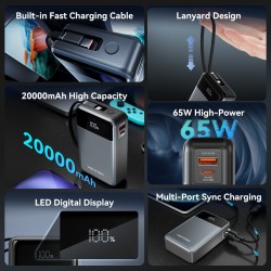 Vention Powerbank - FHYB0 - Powerbank 20000mAh 65W Built-in USB-C — Buy in Cyprus with Fast Delivery
