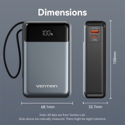 Vention Powerbank - FHYB0 - Powerbank 20000mAh 65W Built-in USB-C — Buy in Cyprus with Fast Delivery