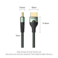 Vention HDMI Cable 2.1 8K60Hz Braided Ultra Thin 2.0m - ALOGH - HDMI Cable 2.1 8K60Hz Braided Ultra Thin 2.0m