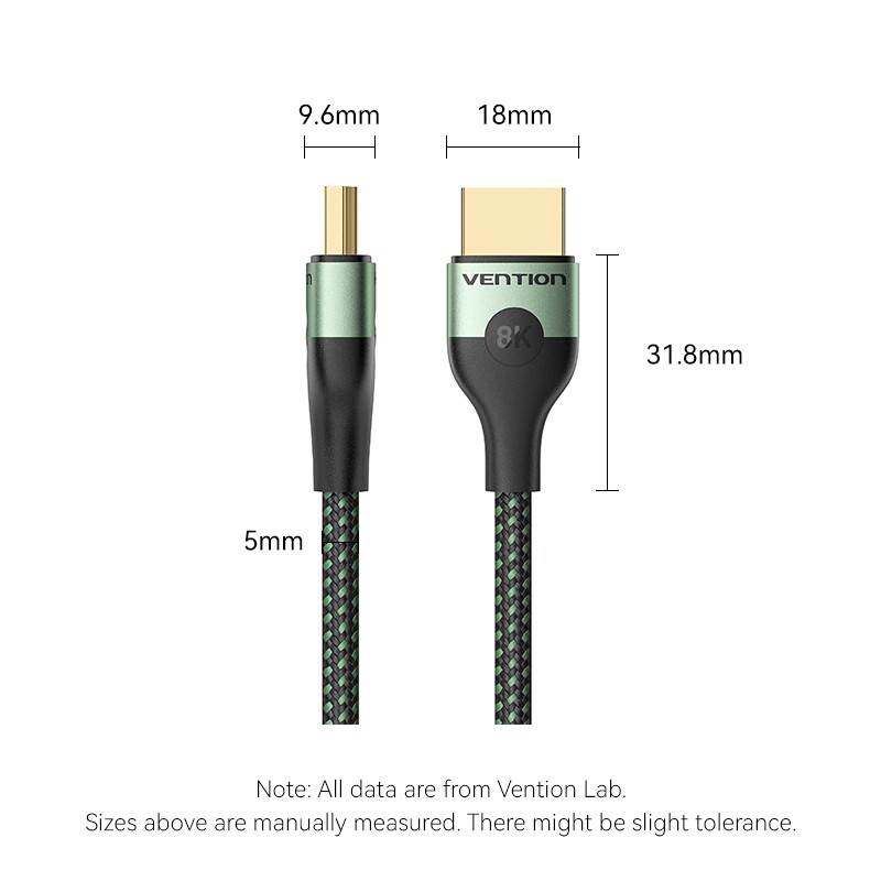 Vention HDMI Cable 2.1 8K60Hz Braided Ultra Thin 2.0m - ALOGH - HDMI Cable 2.1 8K60Hz Braided Ultra Thin 2.0m