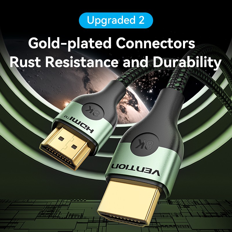 Vention HDMI Cable 2.1 8K60Hz Braided Ultra Thin 2.0m - ALOGH - HDMI Cable 2.1 8K60Hz Braided Ultra Thin 2.0m