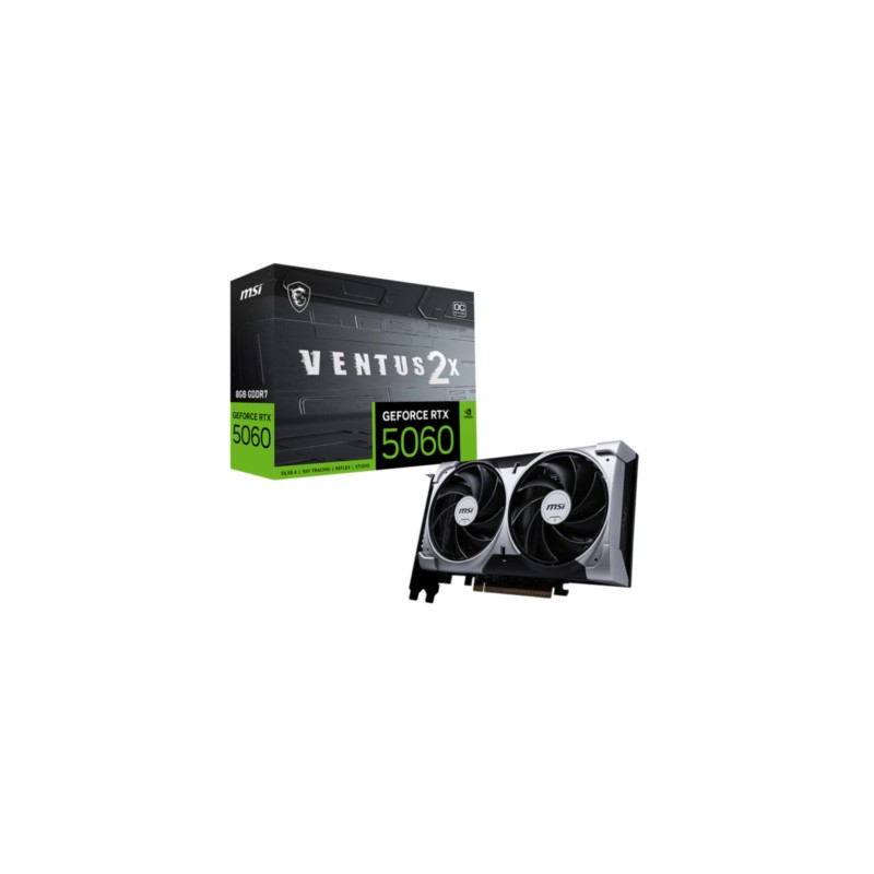 MSI GeForce RTX 5060 Ventus 2X OC - 8GB GDDR7, 2527 MHz Boost, Silver, Dual-Fan — Buy in Cyprus with Fast Delivery