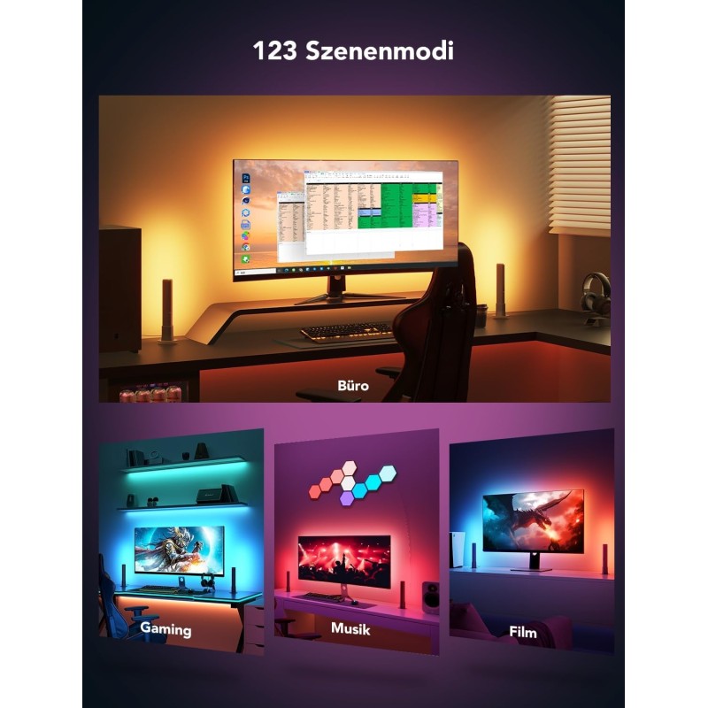 Govee Monitor Back Light Strip & 2x Light Bars Gaming Set - H6608 - Monitor Back Light Strip & 2x Light Bars Gaming Set