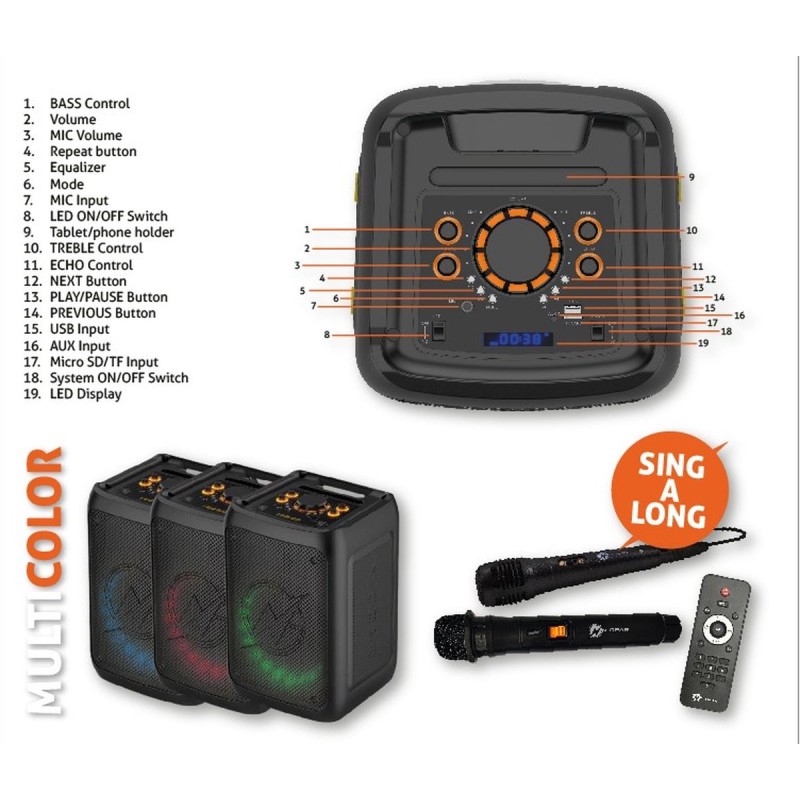 N-Gear FLASH BANGER Portable Karaoke Speaker - 777 - With Two Microphones — Buy in Cyprus with Fast Delivery