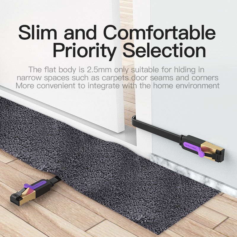 Vention NETWORK Cable - ICABQ - CAT7 Flat 20.0m Black — Buy in Cyprus with Fast Delivery