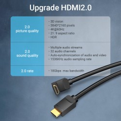 Vention HDMI Cable - AARBH - Right Angle 90 Degrees 2.0m — Buy in Cyprus with Fast Delivery