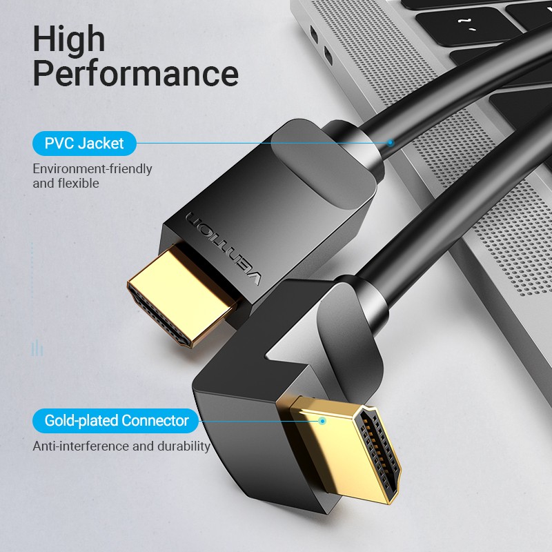 Vention HDMI Cable - AARBH - Right Angle 90 Degrees 2.0m — Buy in Cyprus with Fast Delivery
