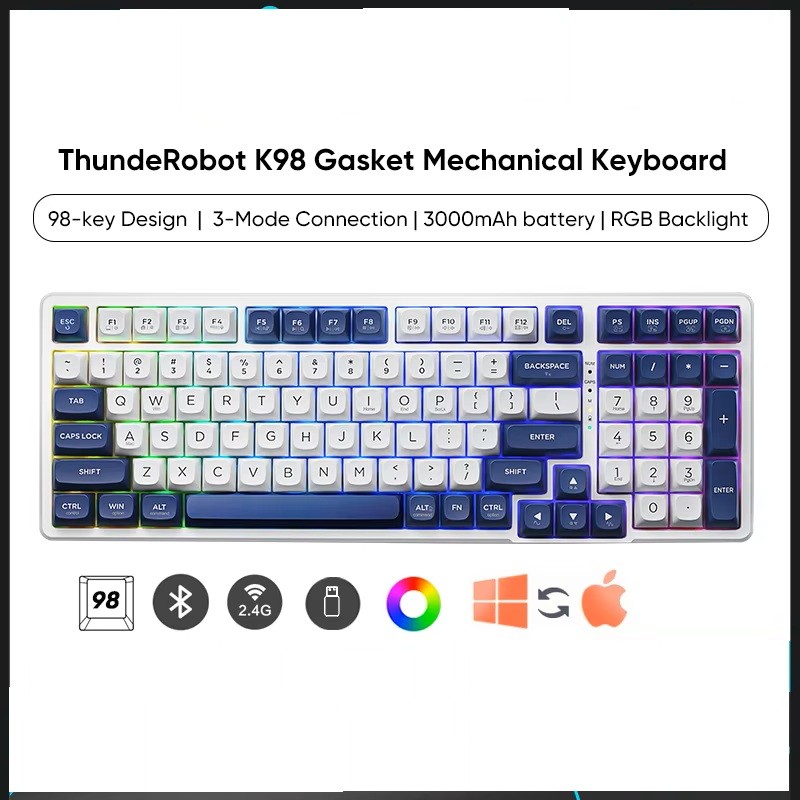 Thunderobot GASKET Mechanical Keyboard - K98 - Trimode 2.4GHz-BT-USBC 99 Red Switch Keys — Buy in Cyprus with Fast Delivery
