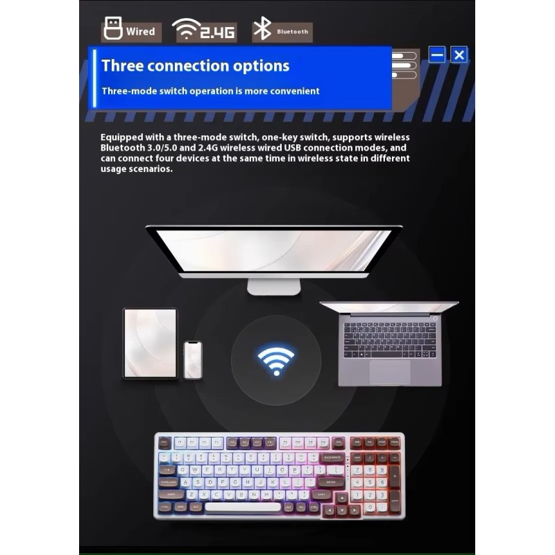 Thunderobot GASKET Mechanical Keyboard - K98 - Trimode 2.4GHz-BT-USBC 99 Red Switch Keys — Buy in Cyprus with Fast Delivery