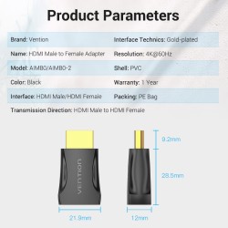 Vention HDMI Adaptor - AIMB0 - HDMI Adaptor Male to Female 4K60Hz — Buy in Cyprus with Fast Delivery