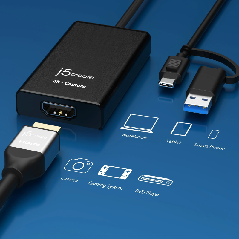 j5create Capture Card - JVA11 - HDMI to USB-C A 2K Windows Android — Buy in Cyprus with Fast Delivery