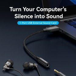 Vention Audio Converter USB-A to 1x3.5mm 1.0m Cable - CVEBF - Braided — Buy in Cyprus with Fast Delivery