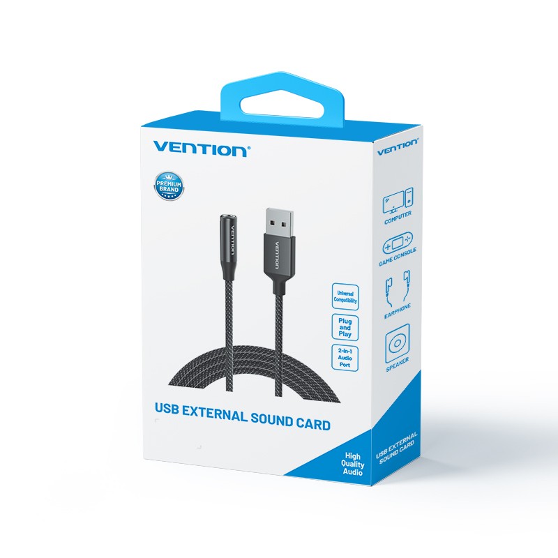 Vention Audio Converter USB-A to 1x3.5mm 1.0m Cable - CVEBF - Braided — Buy in Cyprus with Fast Delivery