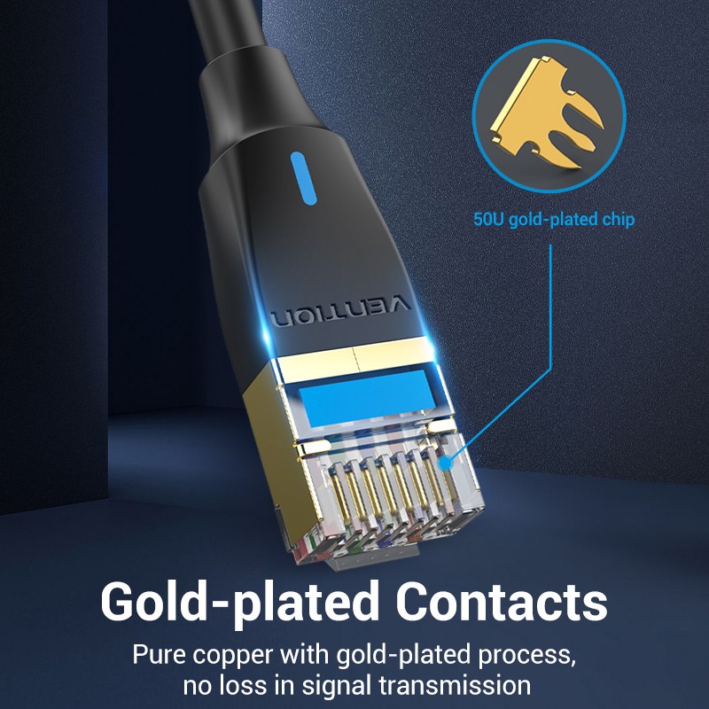 Vention Network Cable CAT8 SFTP Slim 2.0m Black - IKIBH - CAT8 SFTP Slim 2.0m Black — Buy in Cyprus with Fast Delivery