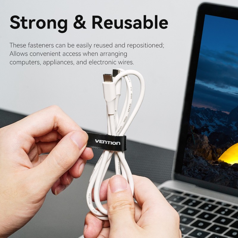 Vention Cable Organiser Hook & Loop Cable Tie - KANB0-10 - 120mm, 10 Pcs — Buy in Cyprus with Fast Delivery