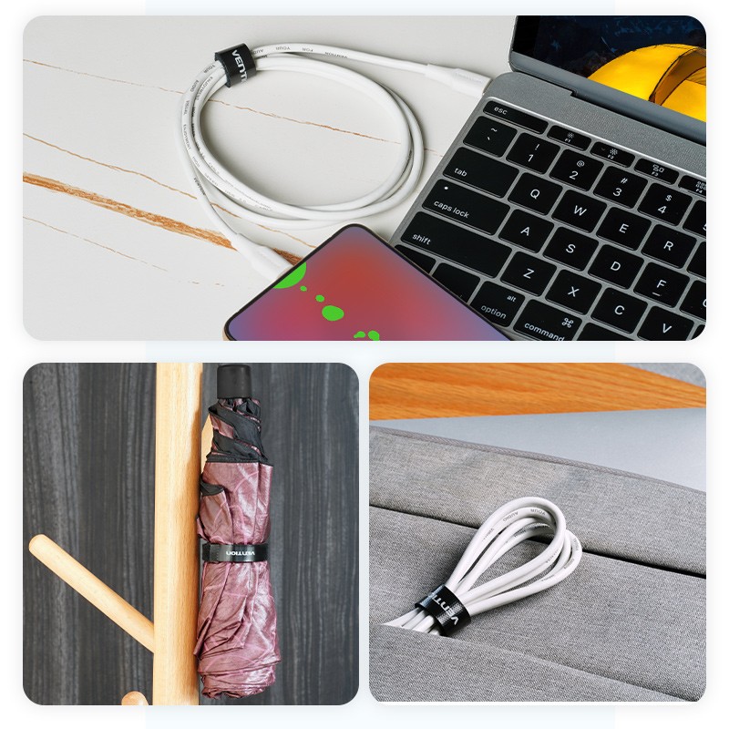 Vention Cable Organiser Hook & Loop Cable Tie - KANB0-10 - 120mm, 10 Pcs — Buy in Cyprus with Fast Delivery