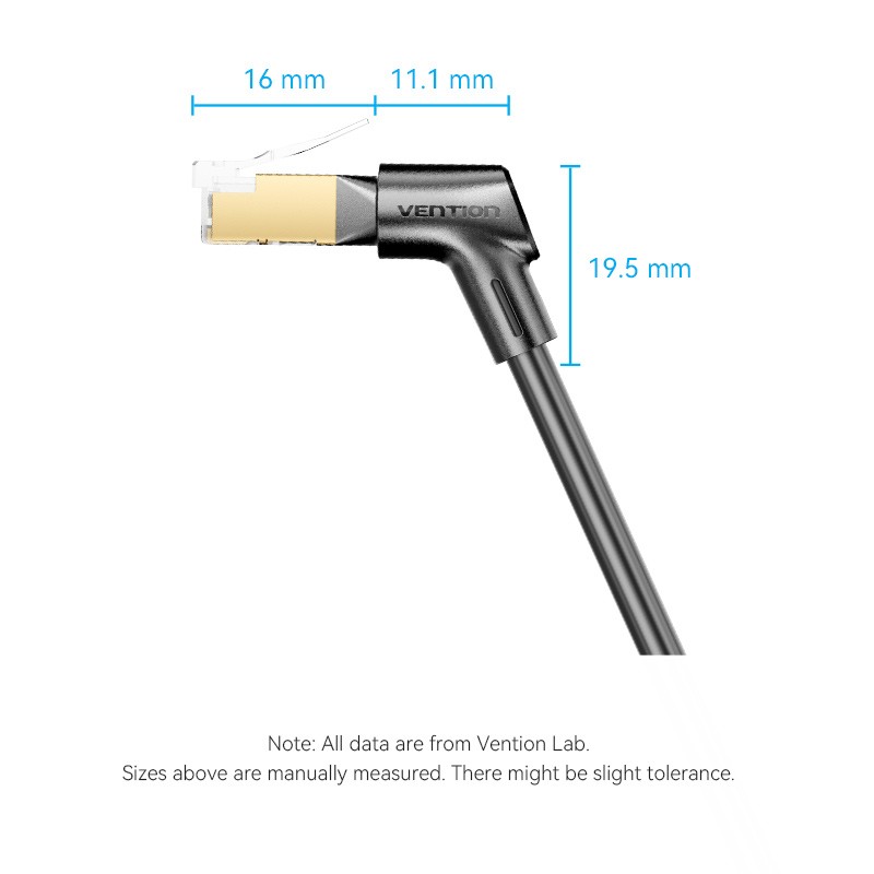 Vention Network Cable - IKLBJ - Cat8 SFTP Rotate Right Angle Slim 5.0m Black — Buy in Cyprus with Fast Delivery