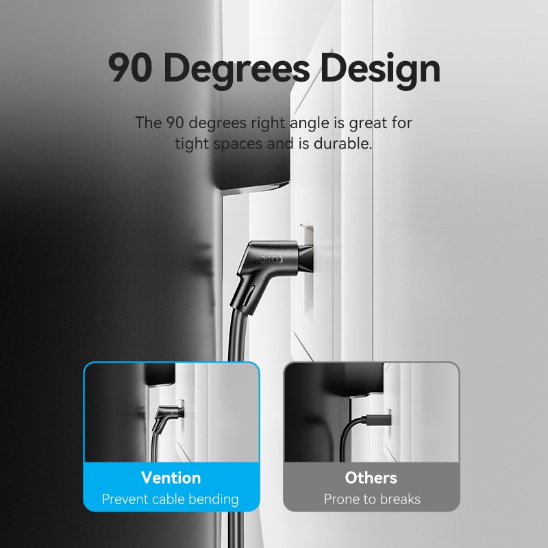 Vention Network Cable - IKLBJ - Cat8 SFTP Rotate Right Angle Slim 5.0m Black — Buy in Cyprus with Fast Delivery