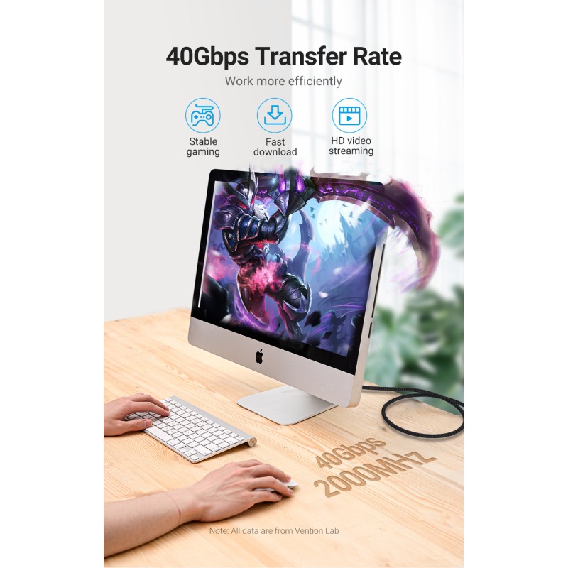 Vention Network Cable - IKGBH - Cat8 SFTP Braided 2.0m Black — Buy in Cyprus with Fast Delivery