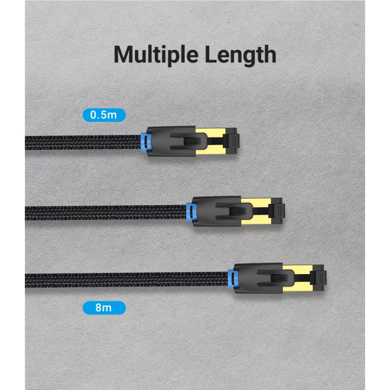 Vention Network Cable - IKGBH - Cat8 SFTP Braided 2.0m Black — Buy in Cyprus with Fast Delivery