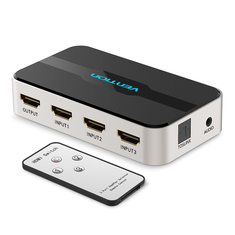 Vention HDMI Switch - AFJH0 - 3-Port 4K 1.4 with Audio Separation — Buy in Cyprus with Fast Delivery
