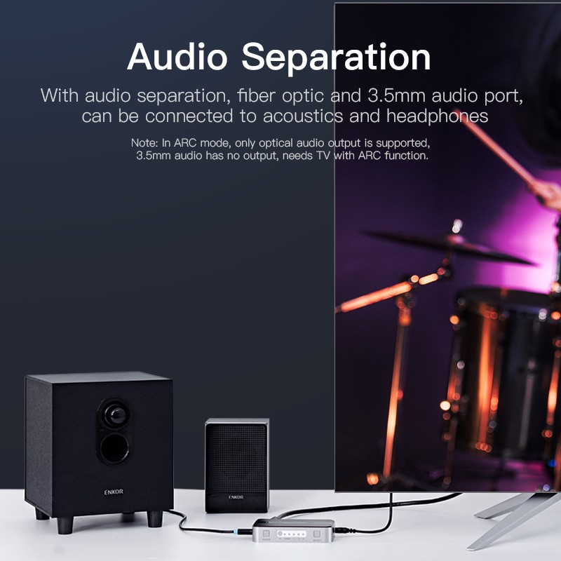 Vention HDMI Switch - AFJH0 - 3-Port 4K 1.4 with Audio Separation — Buy in Cyprus with Fast Delivery