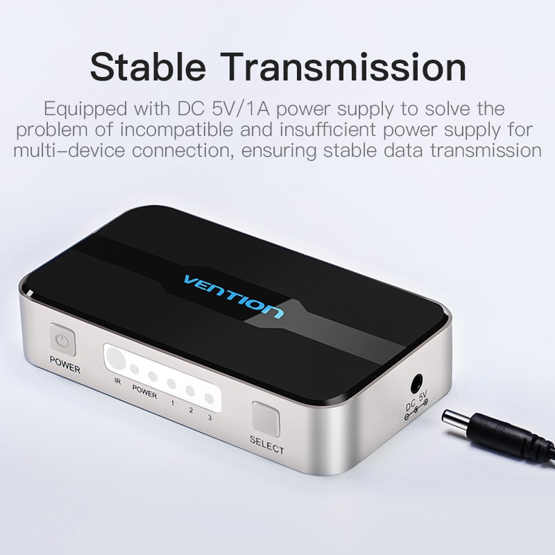 Vention HDMI Switch - AFJH0 - 3-Port 4K 1.4 with Audio Separation — Buy in Cyprus with Fast Delivery