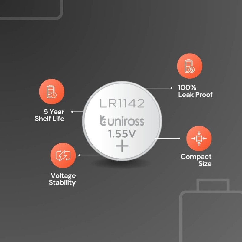 Uniross Alkaline-Coin Battery - LR1142 - AG12 LR43 Battery (10pack) — Buy in Cyprus with Fast Delivery