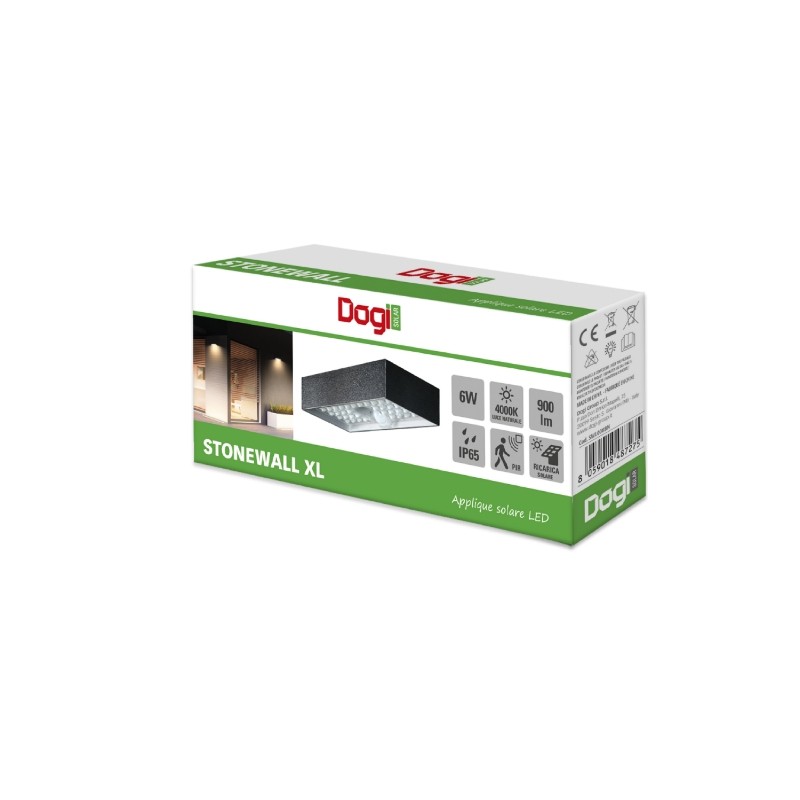 GBC DOGI STONEWALL XL Solar LED Wall Light with PIR - Solar LED Wall Light with PIR — Buy in Cyprus with Fast Delivery