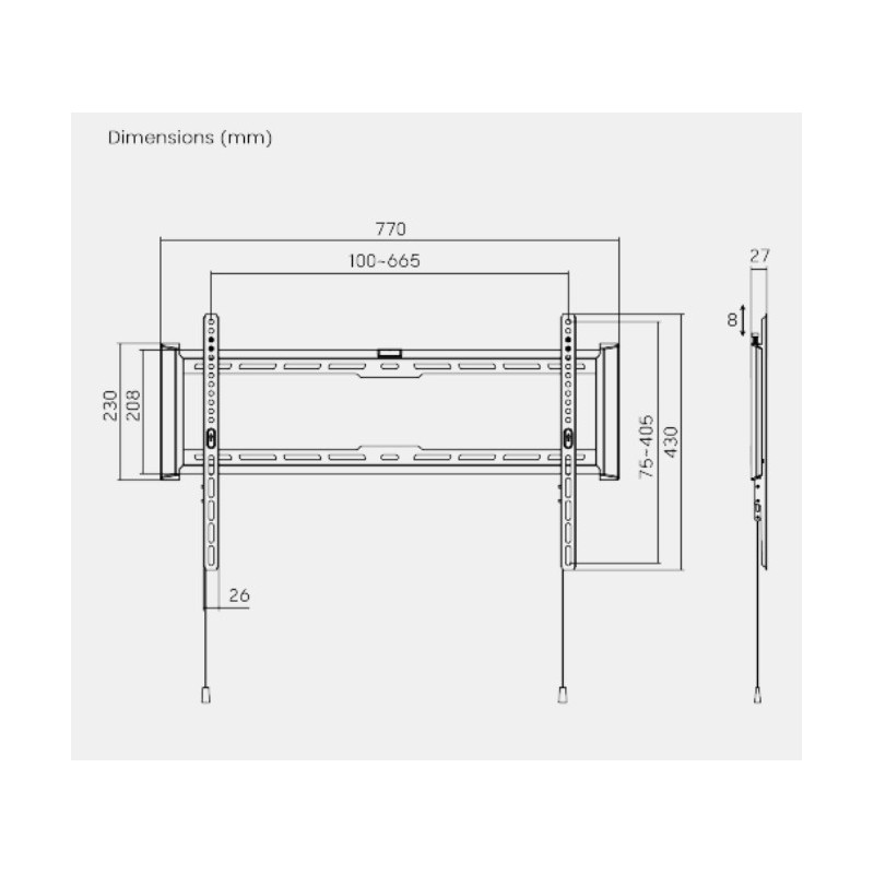 Brateck TV Mount - LP77-46F - 60x40 Fixed 75kg — Buy in Cyprus with Fast Delivery