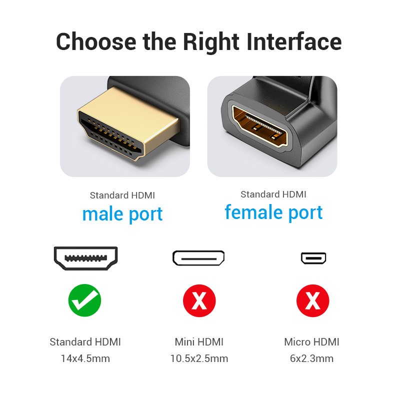 Vention HDMI Right Angle Adaptor - AINB0 - Male to Female 270 Degree 4K60Hz — Buy in Cyprus with Fast Delivery
