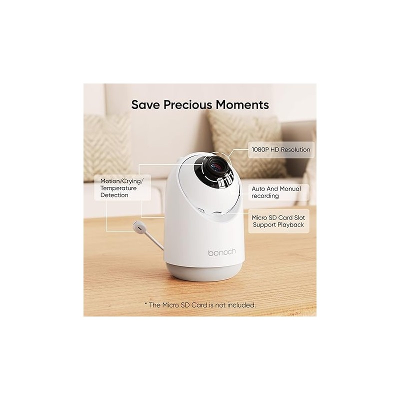 Bonoch Portable Baby Monitor - BBM04 - 5.5'' 1080p PTZ Camera & Local Storage No WiFi — Buy in Cyprus with Fast Delivery