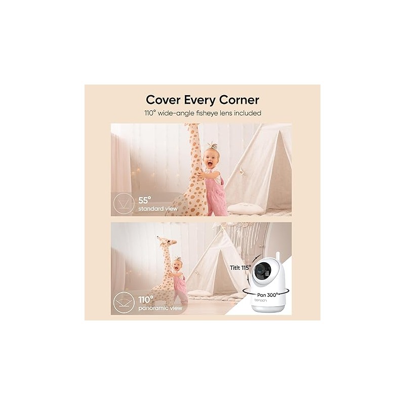 Bonoch Portable Baby Monitor - BBM04 - 5.5'' 1080p PTZ Camera & Local Storage No WiFi — Buy in Cyprus with Fast Delivery