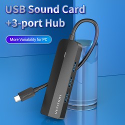 Vention HUB USB-C 3 x USB3.0 Micro-B Stereo Sound 0.15m - TGQBB - USB-C 3 x USB3.0 Micro-B Stereo Sound 0.15m