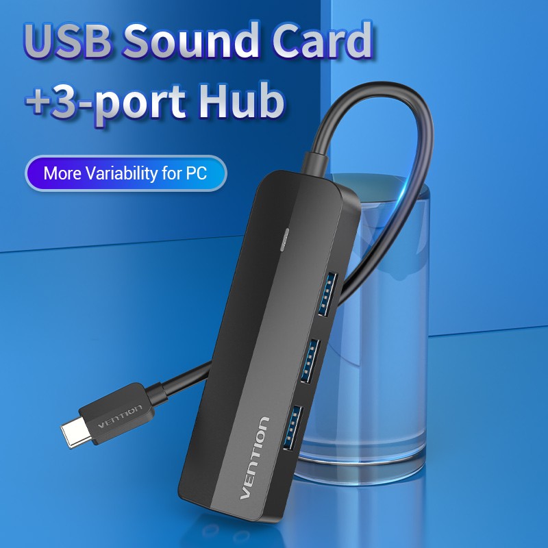 Vention HUB USB-C 3 x USB3.0 Micro-B Stereo Sound 0.15m - TGQBB - USB-C 3 x USB3.0 Micro-B Stereo Sound 0.15m