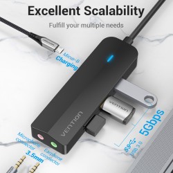 Vention HUB USB-C 3 x USB3.0 Micro-B Stereo Sound 0.15m - TGQBB - USB-C 3 x USB3.0 Micro-B Stereo Sound 0.15m