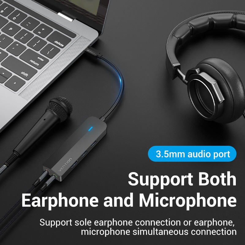Vention HUB USB-C 3 x USB3.0 Micro-B Stereo Sound 0.15m - TGQBB - USB-C 3 x USB3.0 Micro-B Stereo Sound 0.15m