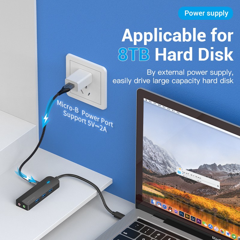 Vention HUB USB-C 3 x USB3.0 Micro-B Stereo Sound 0.15m - TGQBB - USB-C 3 x USB3.0 Micro-B Stereo Sound 0.15m
