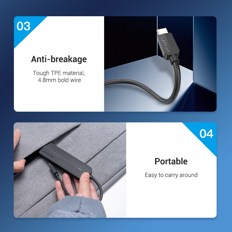 Vention HUB USB-C 3 x USB3.0 Micro-B Stereo Sound 0.15m - TGQBB - USB-C 3 x USB3.0 Micro-B Stereo Sound 0.15m