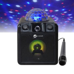 N-Gear Disco Block - 410 - Portable Karaoke Speaker with Disco Ball With 2 Wired Microphones