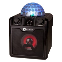 N-Gear Disco Block - 410 - Portable Karaoke Speaker with Disco Ball With 2 Wired Microphones