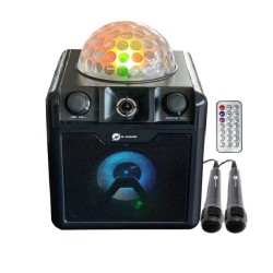 N-Gear Disco Block - 410 - Portable Karaoke Speaker with Disco Ball With 2 Wired Microphones